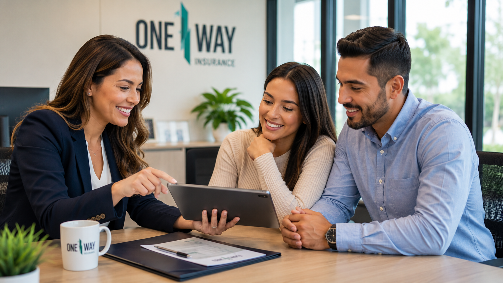 One Way Insurance advisor helping a client