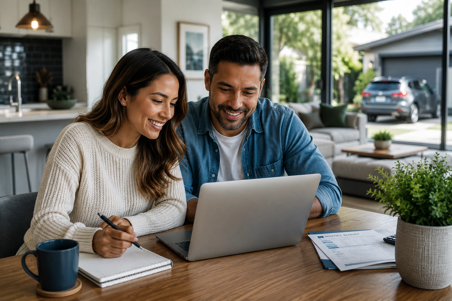 Couple reviewing their finances together