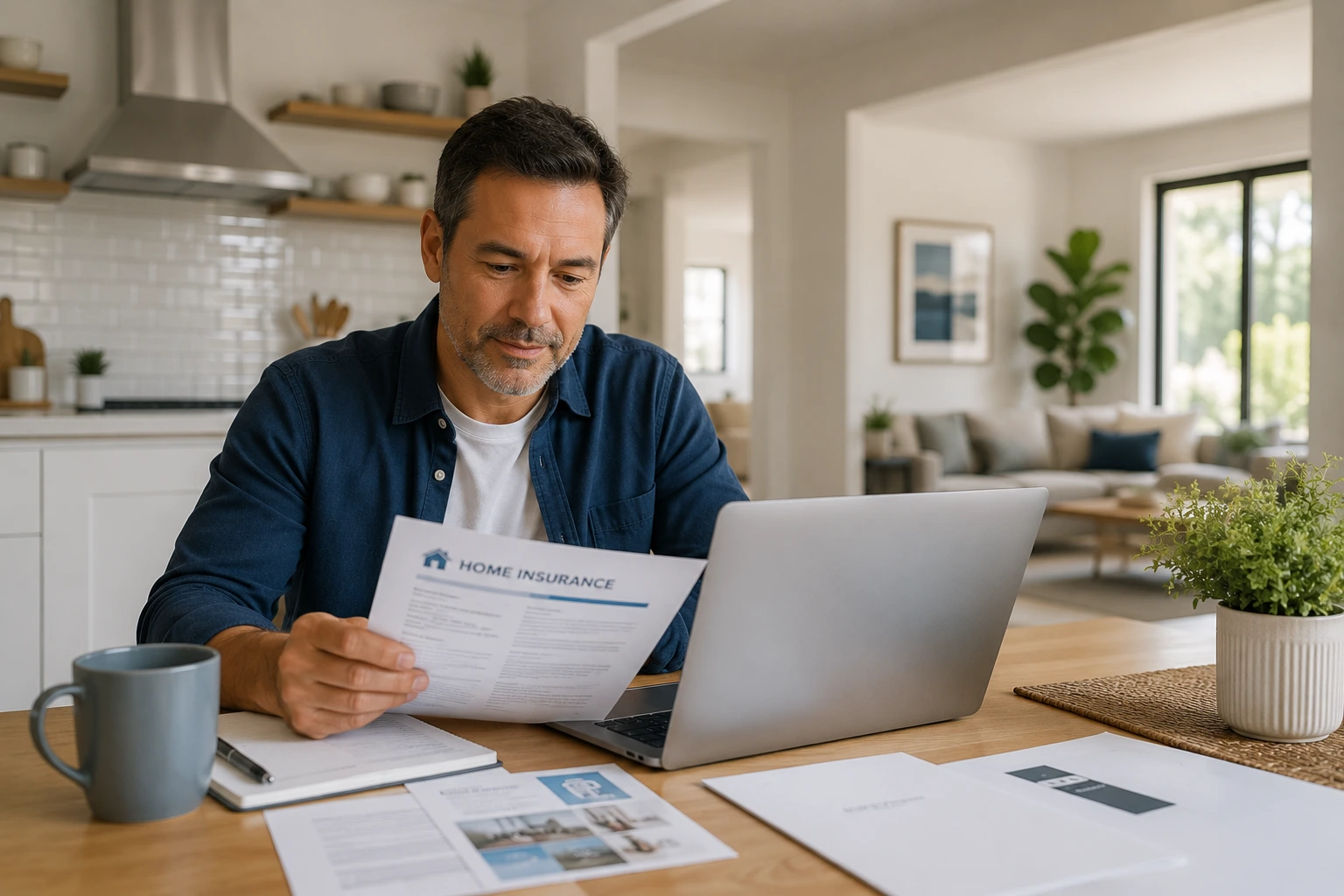 Homeowner reviewing insurance documents